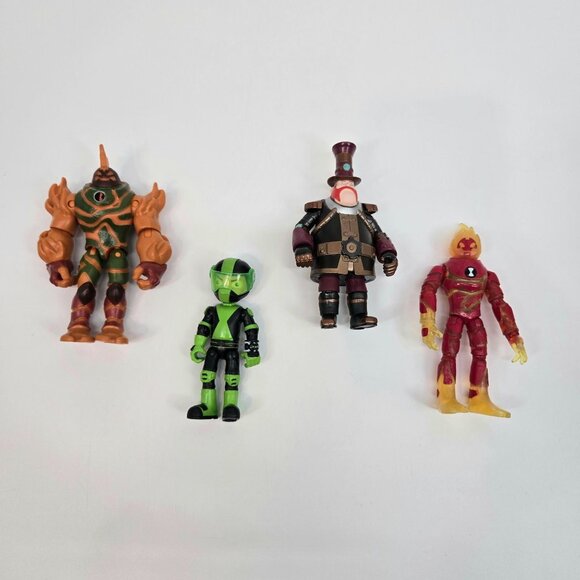 Ben 10 Action Figure Lot of 4 Hot Shot Rustbuggy Ben Steam Smythe Heatblast - Picture 2 of 11